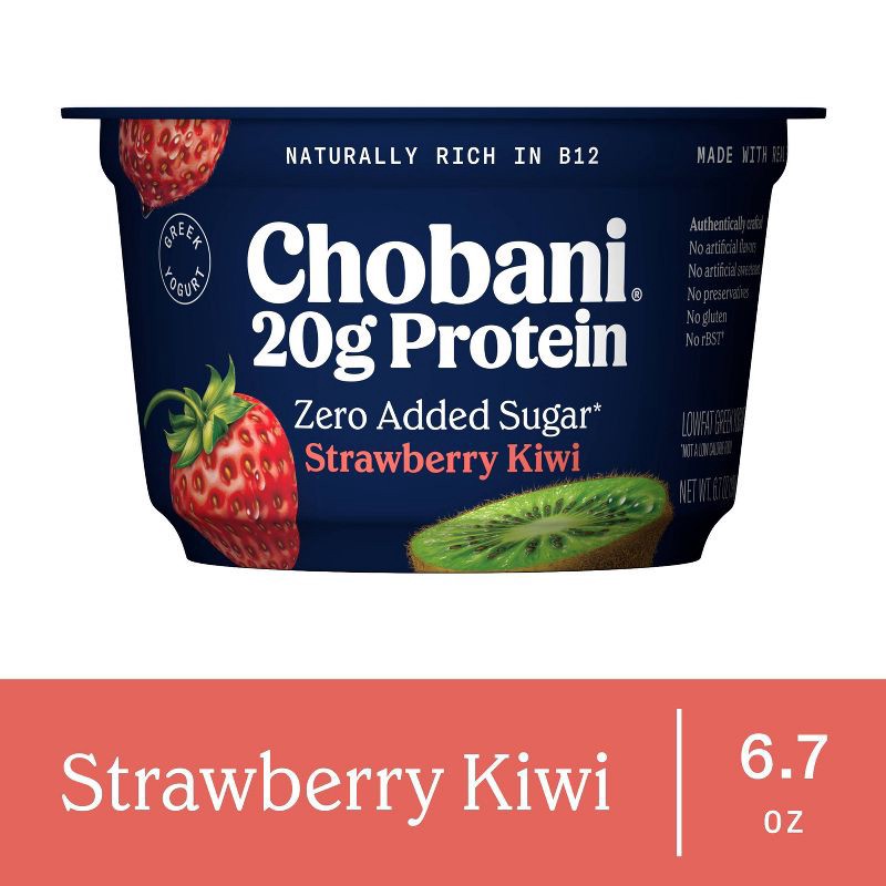 slide 8 of 8, Chobani 20g Protein Strawberry Kiwi Greek Yogurt - 20g Protein 6.7oz, 20 gram, 20 gram, 6.7 oz