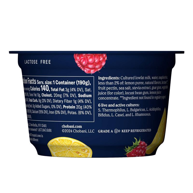 slide 3 of 5, Chobani 20g Protein Raspberry Lemonade Greek Yogurt - 20g Protein 6.7oz, 20 gram, 20 gram, 6.7 oz