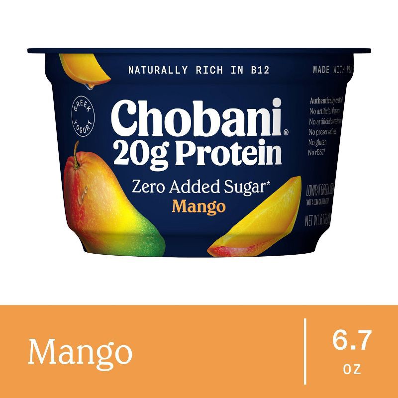 slide 8 of 8, Chobani 20g Protein Mango Greek Yogurt - 20g Protein 6.7oz, 20 gram, 20 gram, 6.7 oz