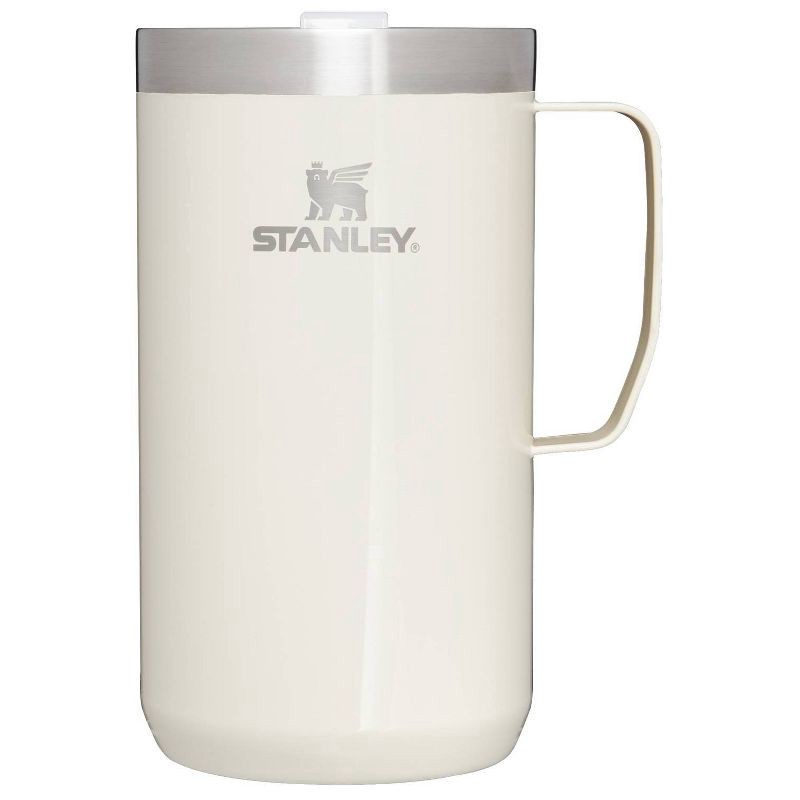 slide 1 of 3, Stanley 24 oz Stainless Steel Classic Legendary Mug Cream Gloss: Dishwasher-Safe Drinkware for Hot & Cold Beverages, 24 oz