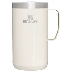 Stanley 24 oz Stainless Steel Classic Legendary Mug Cream Gloss: Dishwasher-Safe Drinkware for Hot & Cold Beverages