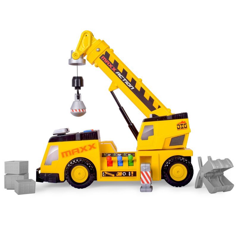 slide 2 of 6, Maxx Action 3-N-1 Crane Truck - Large Construction Toy Vehicle with Joystick Controller, 1 ct
