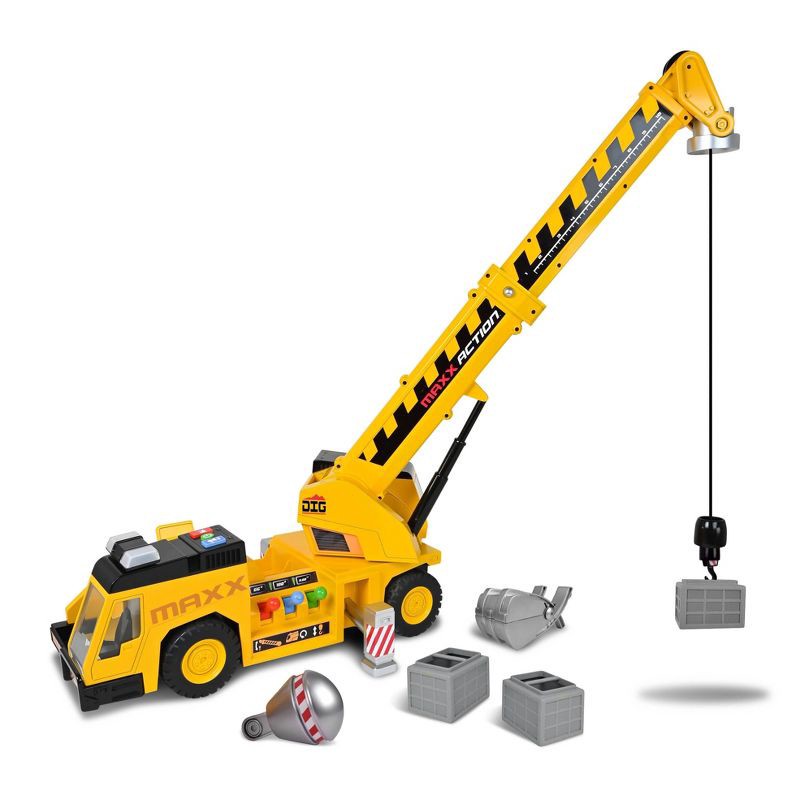 slide 3 of 6, Maxx Action 3-N-1 Crane Truck - Large Construction Toy Vehicle with Joystick Controller, 1 ct