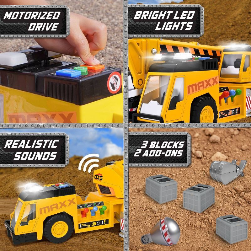 slide 4 of 6, Maxx Action 3-N-1 Crane Truck - Large Construction Toy Vehicle with Joystick Controller, 1 ct