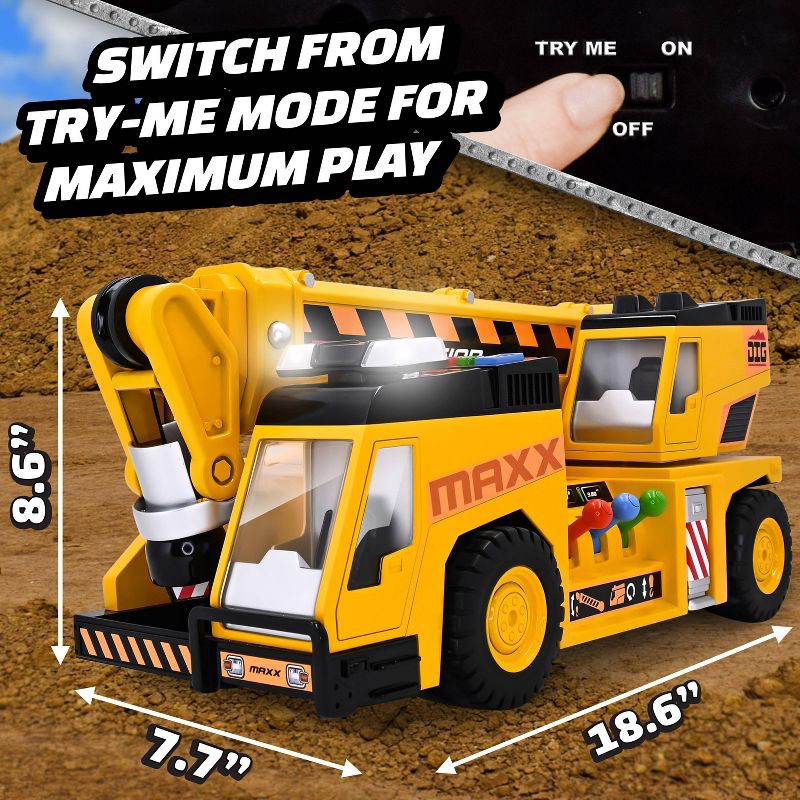 slide 5 of 6, Maxx Action 3-N-1 Crane Truck - Large Construction Toy Vehicle with Joystick Controller, 1 ct
