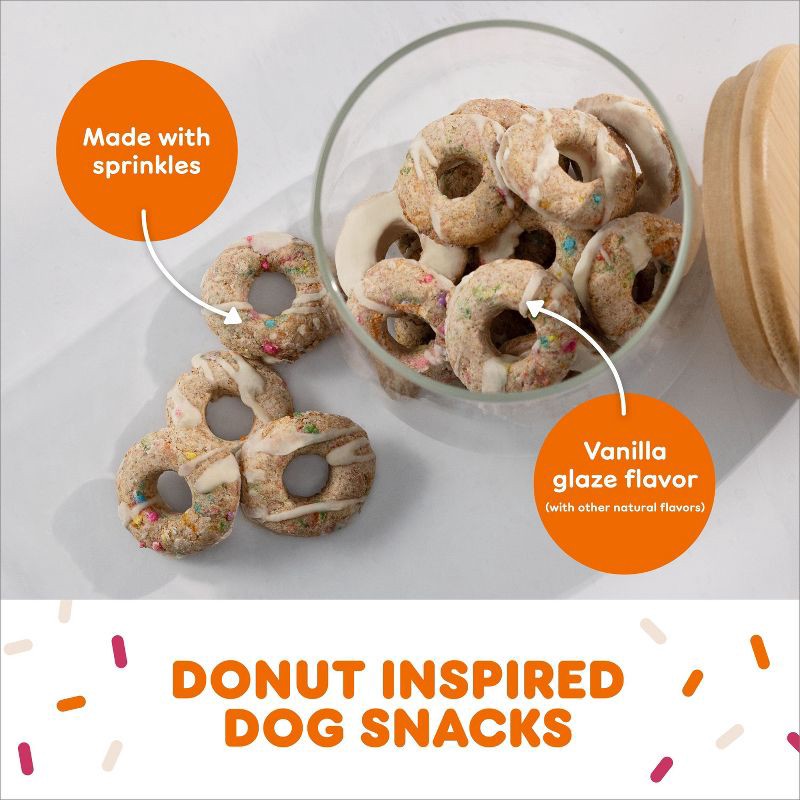 slide 5 of 9, Milk-Bone Dunkin Donut Vanilla Glaze Flavor Dipped Crunchy Dog Treats - 8oz, 8 oz
