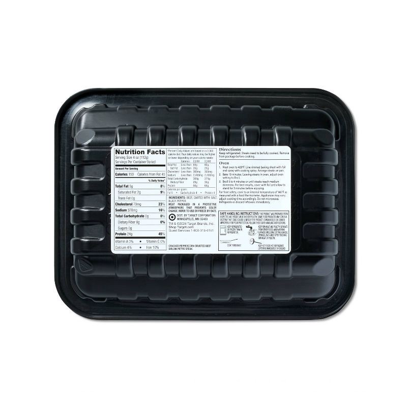 slide 2 of 3, Fresh Peppercorn Crusted Beef Sirloin Petite Steak - price per lb - Good & Gather™, per lb