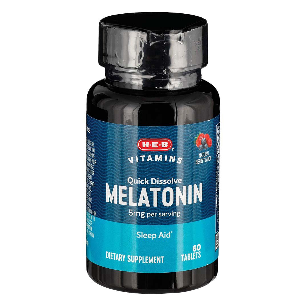 slide 1 of 1, H-E-B Melatonin 5 mg Quick Dissolve Tablets, 60 ct