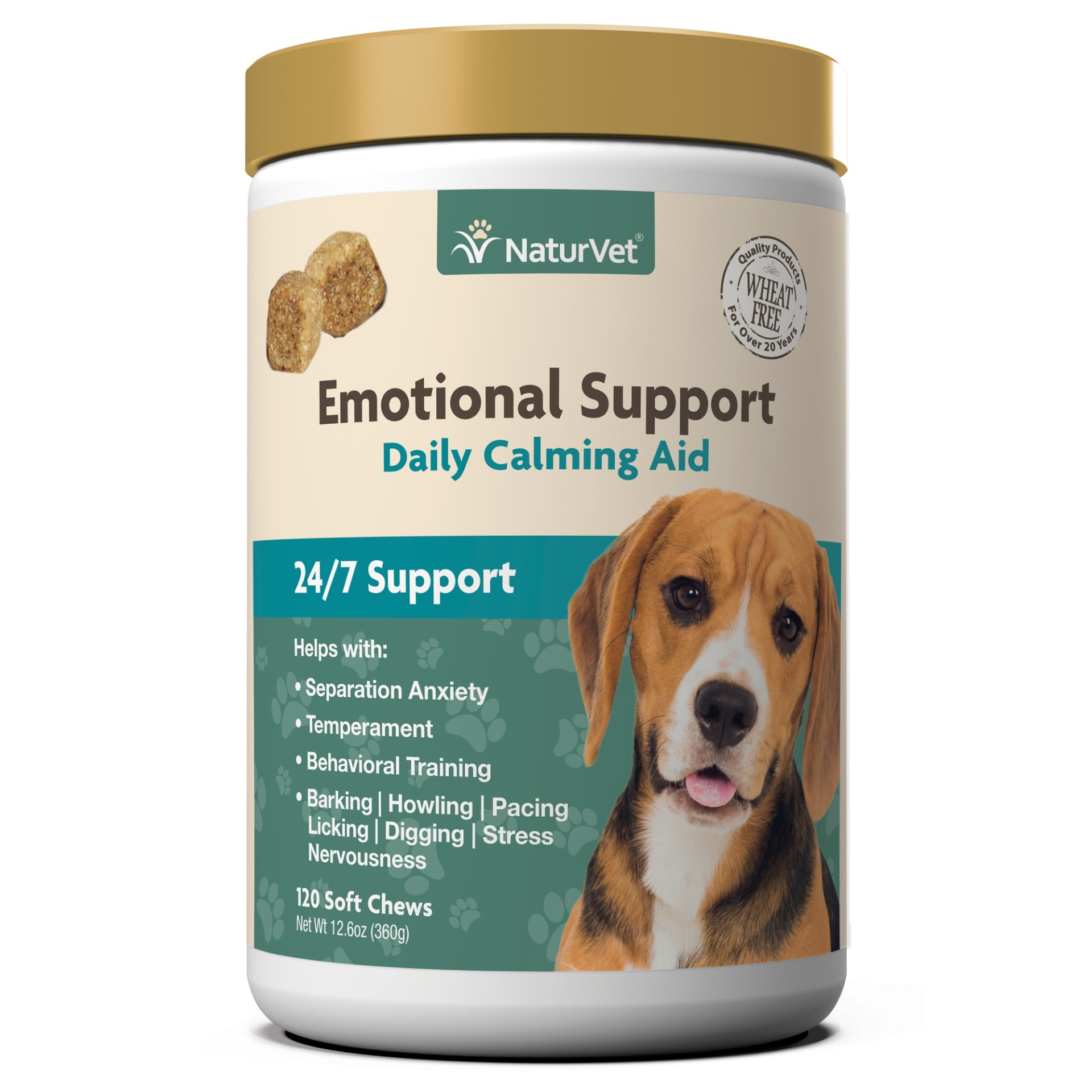 slide 1 of 1, NaturVet Emotional Support Long Term Calming Aid Dog Soft Chew, 120 ct