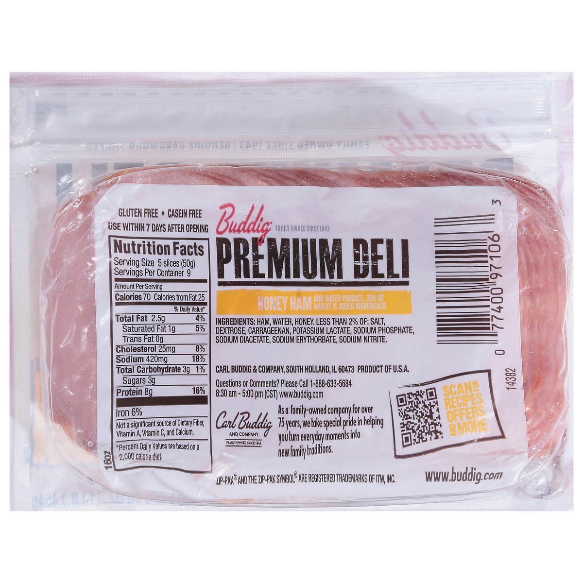 slide 9 of 12, Buddig Premium Deli Honey Ham 16 oz, 16 oz