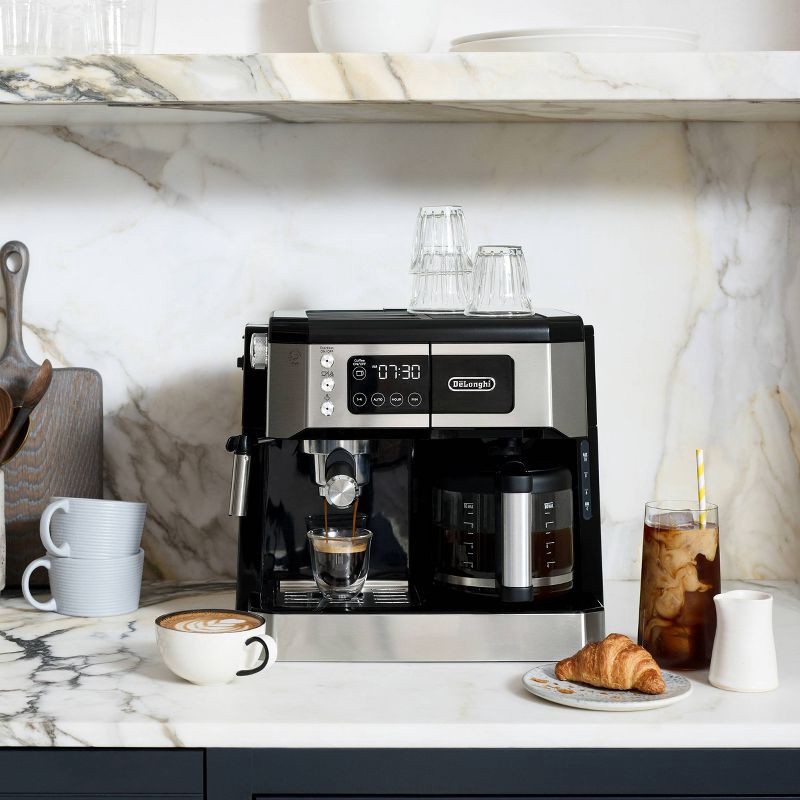 slide 3 of 6, DeLonghi De'Longhi All-In-One Combination Coffee and Espresso Machine COM530M: 10-Cup, 15 Bars, Digital Timer, Black, 1 ct