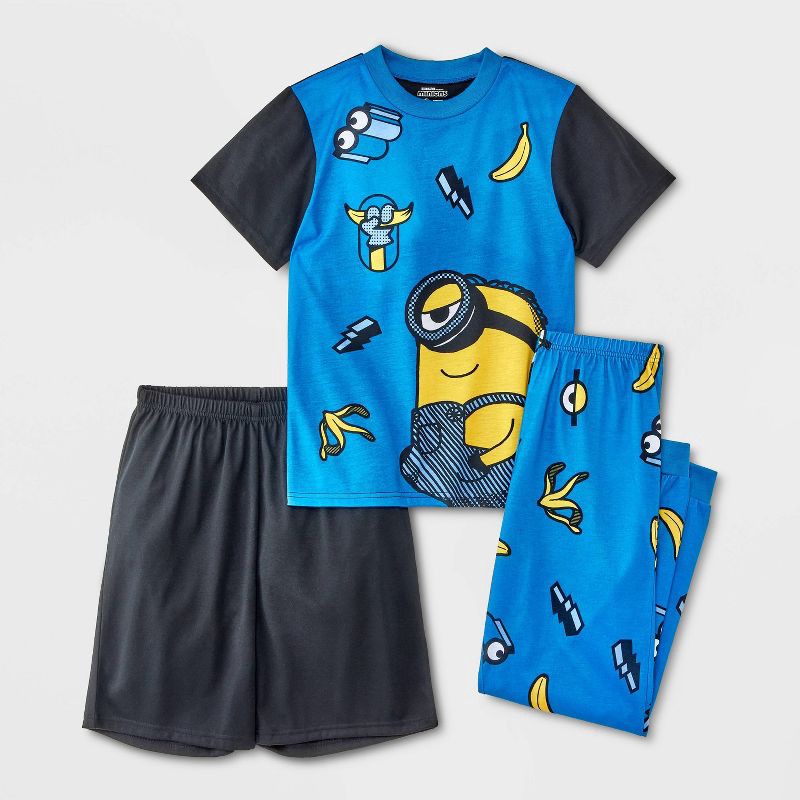 slide 1 of 4, Boys' Minions 3pc Pajama Set - Blue S, 3 ct