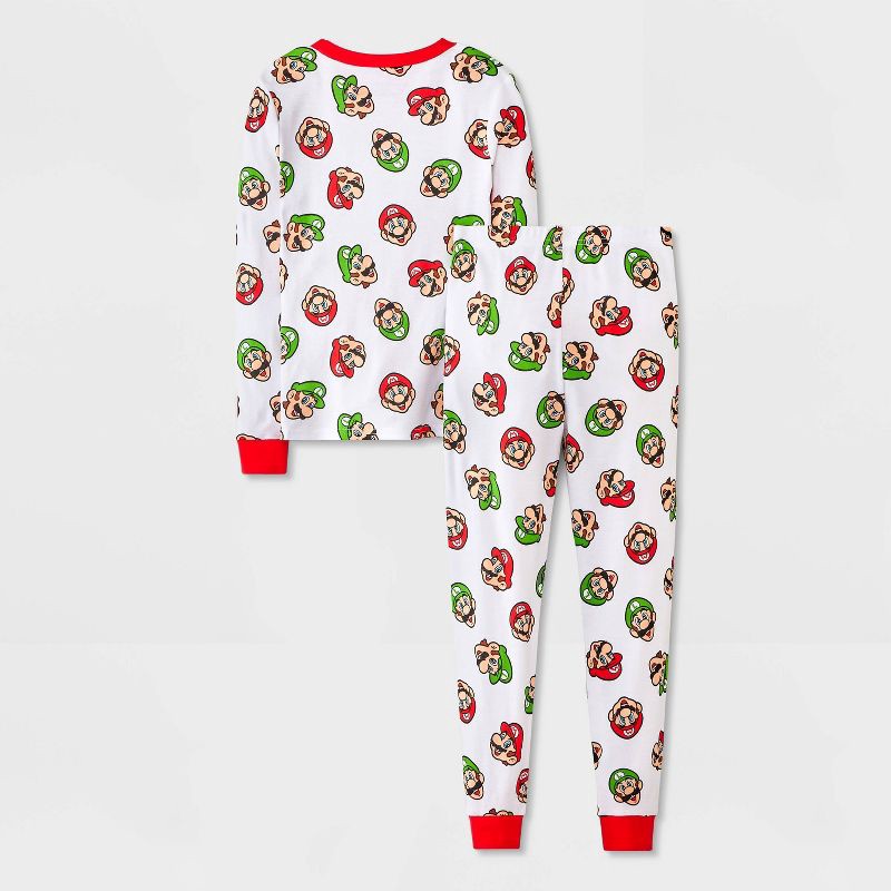 slide 2 of 4, Boys' Super Mario 4pc Long Sleeve Cotton Snug Fit Pajama Set - White/Red/Blue 6, 4 ct