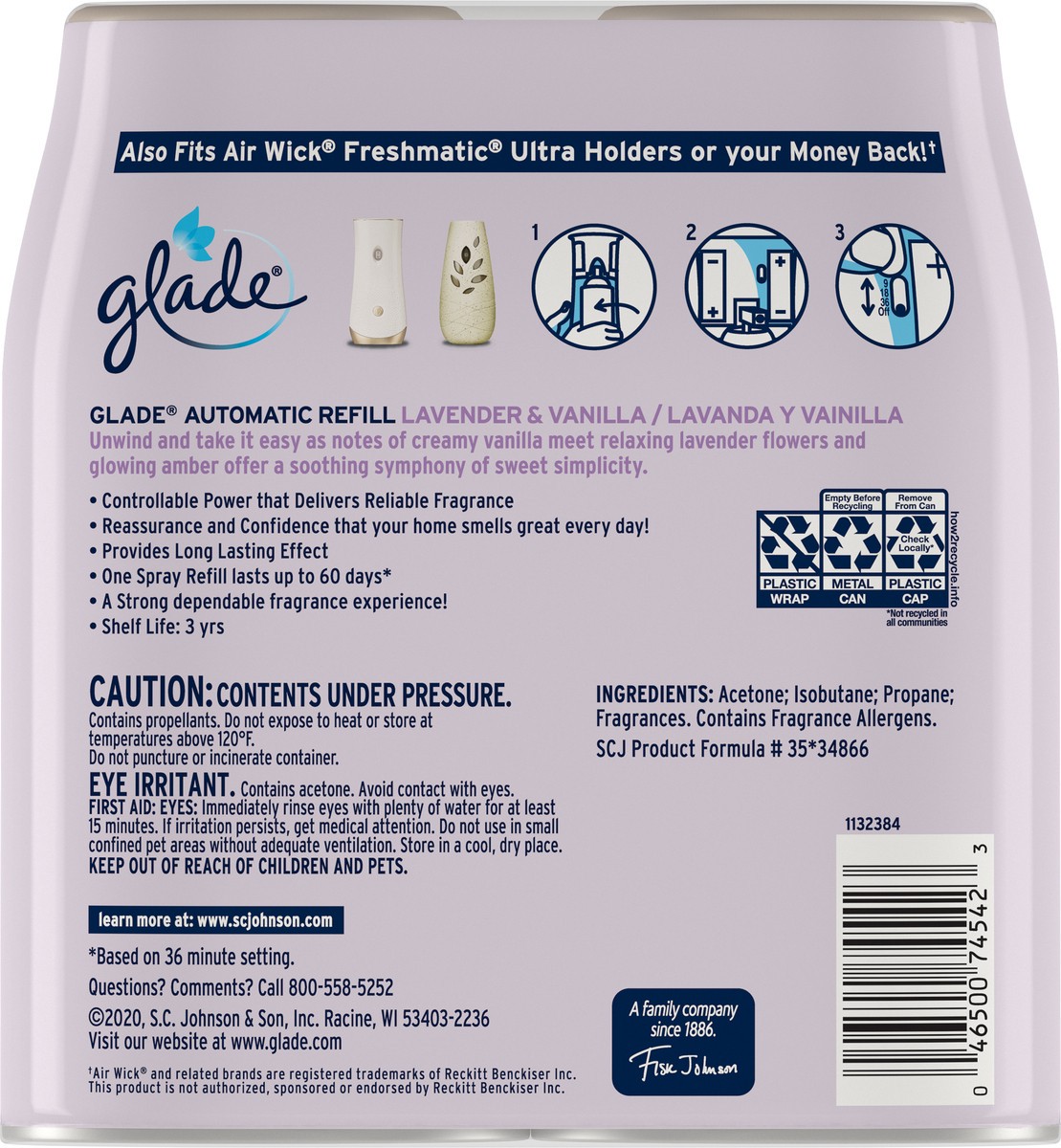 slide 4 of 7, Glade Lavender & Vanilla Automatic Spray Refill Value Pack Aerosol 2 ea, 2 ct