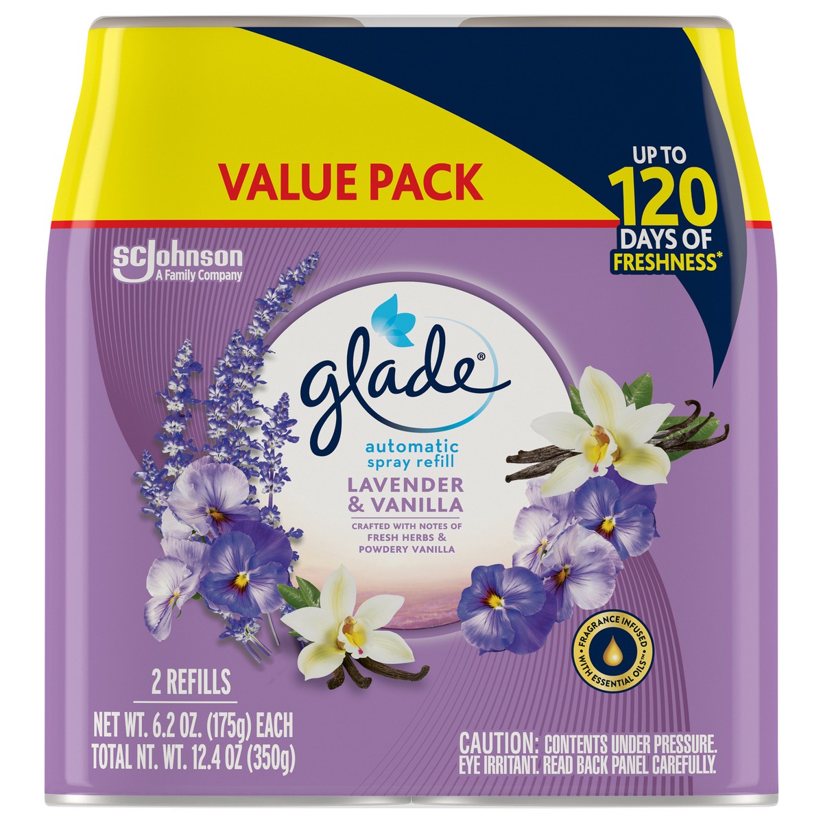 slide 1 of 7, Glade Lavender & Vanilla Automatic Spray Refill Value Pack Aerosol 2 ea, 2 ct