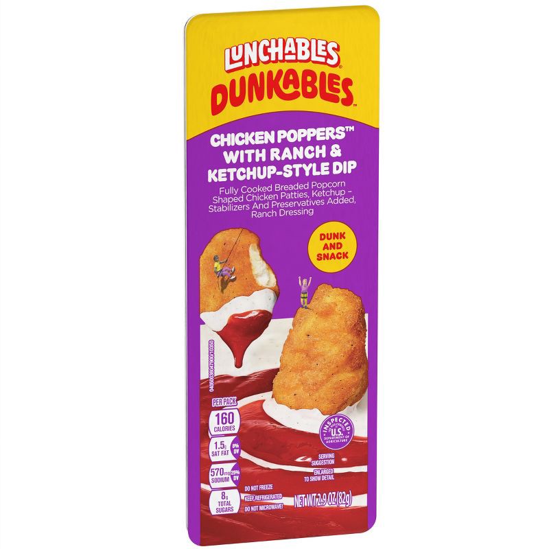 slide 7 of 9, Lunchables Dunkables Chicken Poppers with Ketchup and Ranch - 2.9oz, 2.9 oz