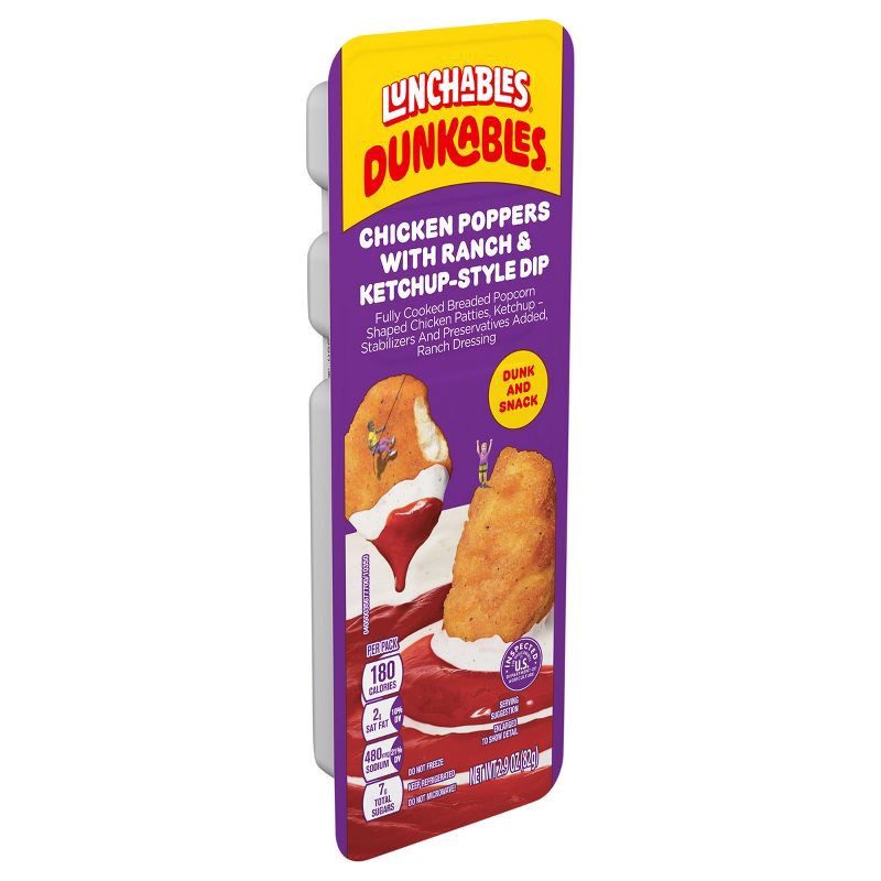 slide 9 of 9, Lunchables Dunkables Chicken Poppers with Ketchup and Ranch - 2.9oz, 2.9 oz
