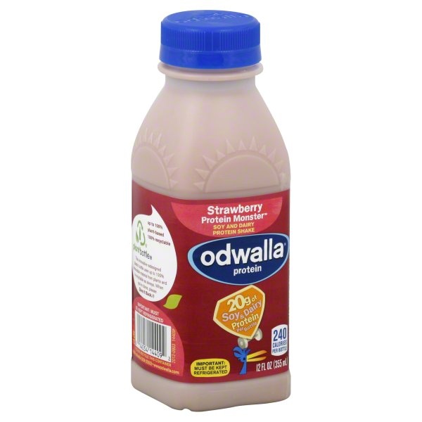 slide 1 of 4, Odwalla Protein Shake, Soy and Dairy, Strawberry Protein Monster, 12 oz