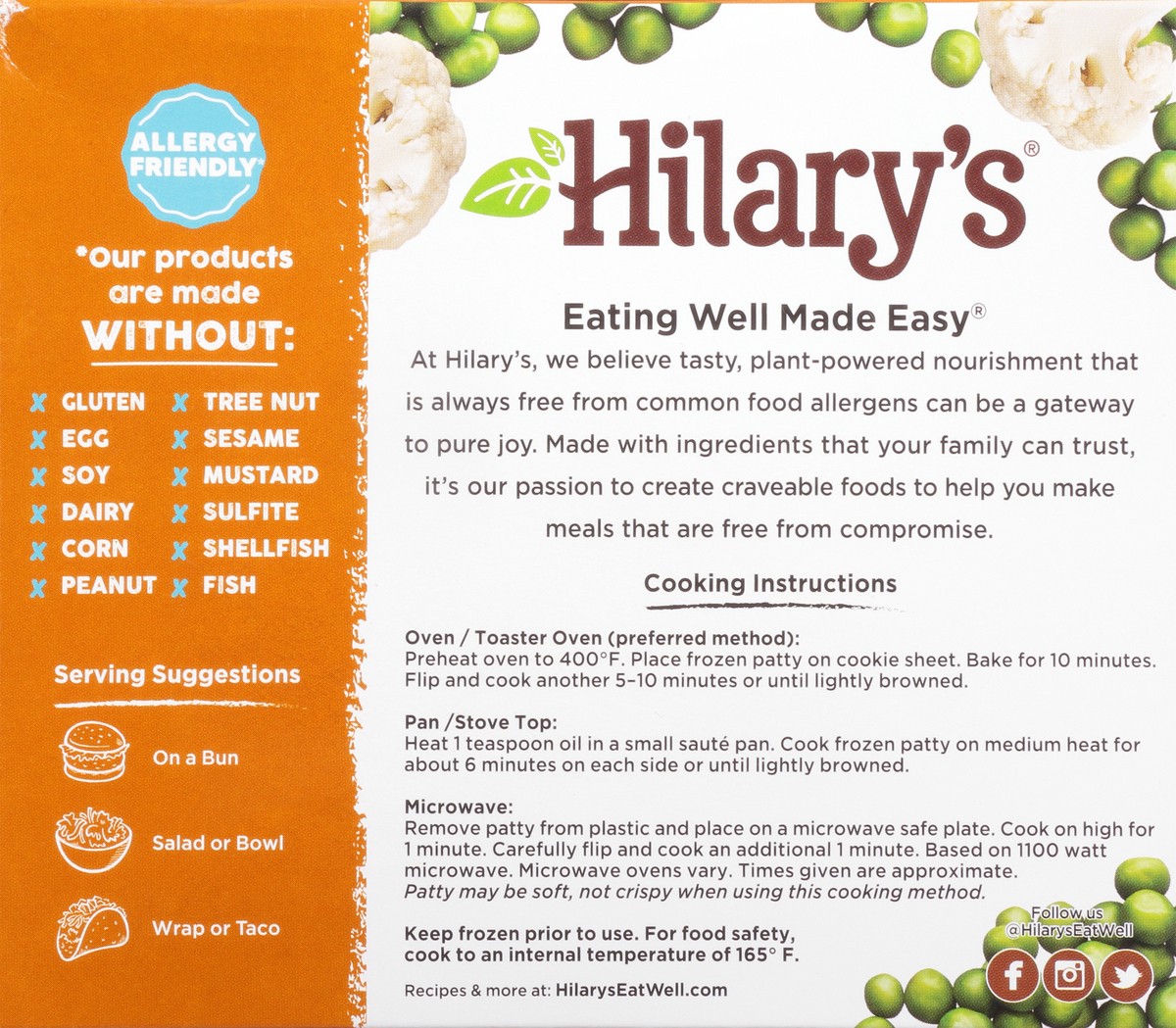 slide 3 of 14, Hilary's 4 Pack Grain Free Super Cauliflower Veggie Burgers 4 - 2.75 oz Burgers, 4 ct