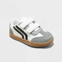 Toddler Dakota Retro Court Sneakers - Cat & Jack™ White/Gray 8T: Faux Leather, Hook and Loop Closure