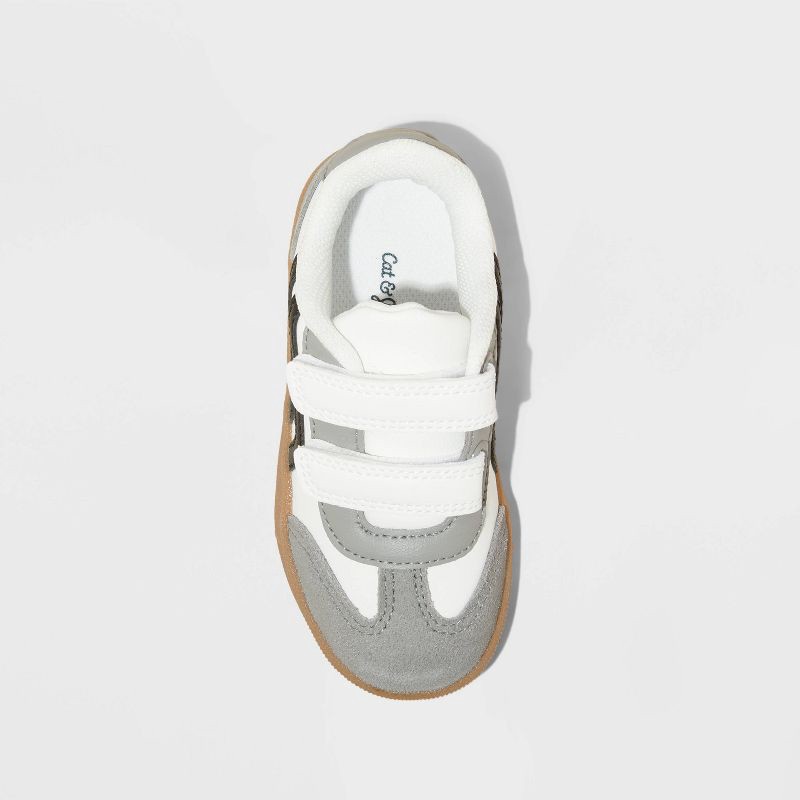 slide 2 of 3, Toddler Dakota Retro Court Sneakers - Cat & Jack™ White/Gray 11T: Faux Leather, Hook and Loop Closure, Non-Marking Sole, 1 ct