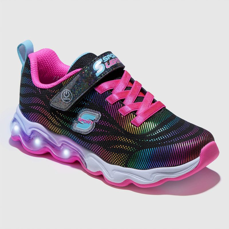 slide 1 of 5, S Sport By Skechers Kids' Jazmin 2.0 Sneakers - Black 4: Light Up, Hook & Loop Closure, Cushioned Insole, Non-Marking Outsole, 1 ct