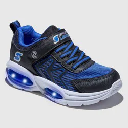 S Sport By Skechers Kids' Double Ace Sneakers - Blue 1: Light Up, Hook & Loop, Cushioned Insole