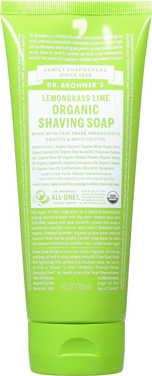 slide 1 of 1, Dr. Bronner's Lemongrass Lime Organic Shaving Soap, 7 oz