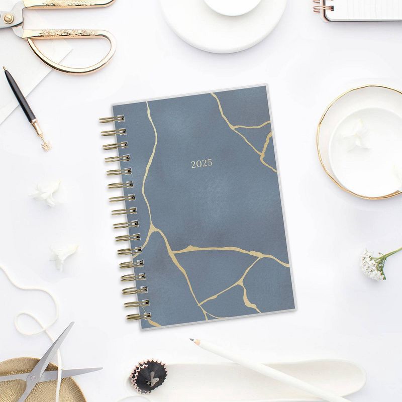 slide 2 of 14, Marie Kondo for Blue Sky 2025 Daily/Monthly Planner 8.19"x6.38" Wirebound Kintsugi Indigo: Adult Stationery, 5 x 8 Calendar, 1 ct