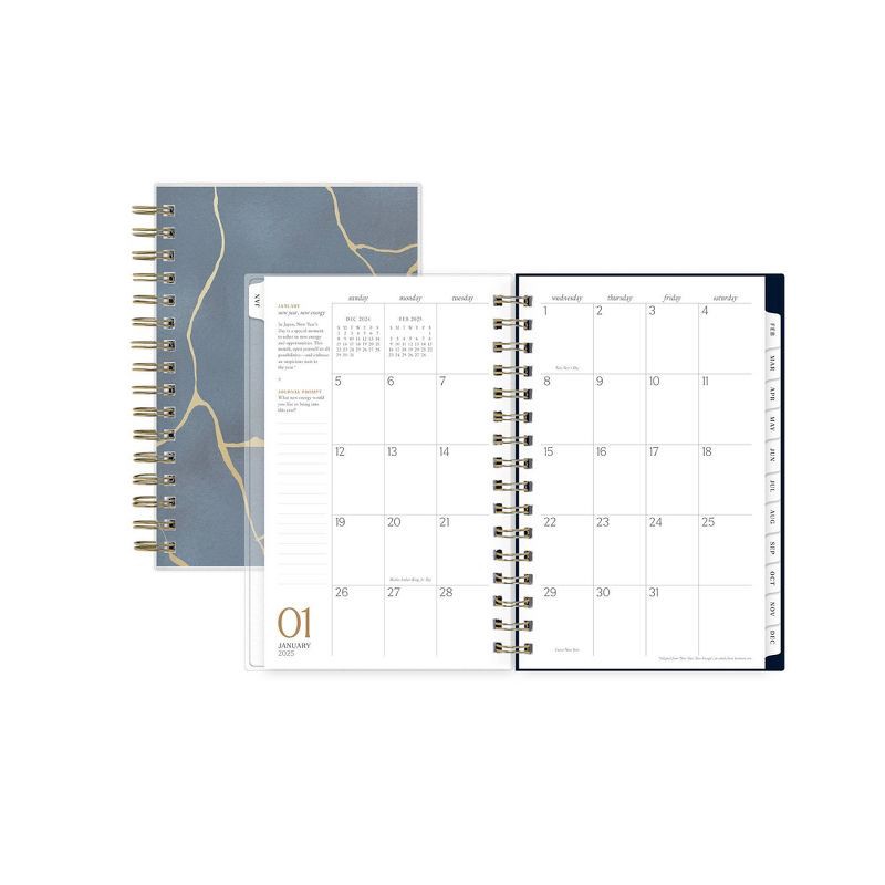 slide 4 of 14, Marie Kondo for Blue Sky 2025 Daily/Monthly Planner 8.19"x6.38" Wirebound Kintsugi Indigo: Adult Stationery, 5 x 8 Calendar, 1 ct