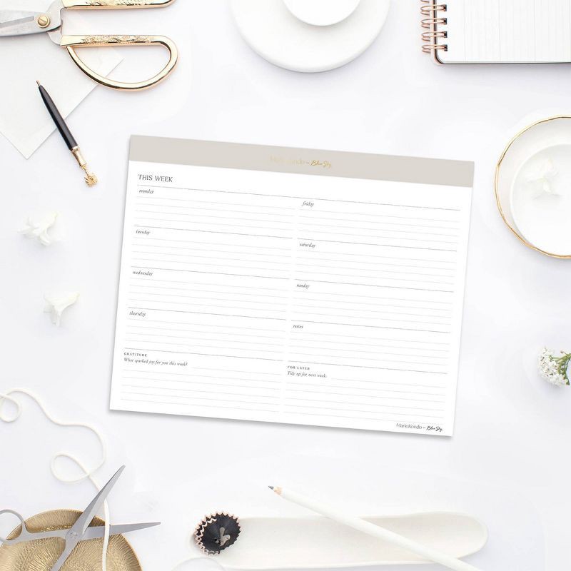 slide 2 of 3, Marie Kondo for Blue Sky Undated Desk Pad 10.14"x8.75" White: Planner & Calendar for Adults, Stationery & Office Use, 1 ct
