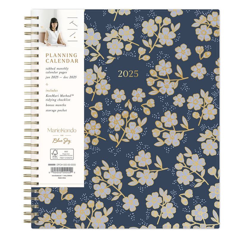 slide 3 of 12, Marie Kondo for Blue Sky 2025 Monthly Planner 10.14"x8.15" Wirebound Hana Navy: Adult Agenda, Stationery, Tabs, 1 ct