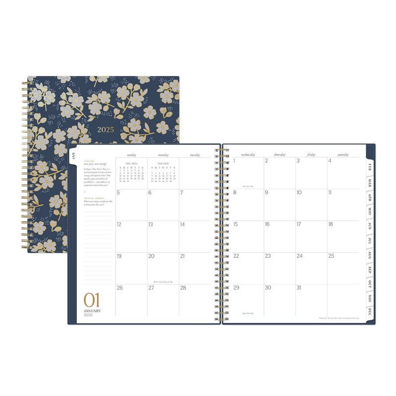 slide 4 of 12, Marie Kondo for Blue Sky 2025 Monthly Planner 10.14"x8.15" Wirebound Hana Navy: Adult Agenda, Stationery, Tabs, 1 ct