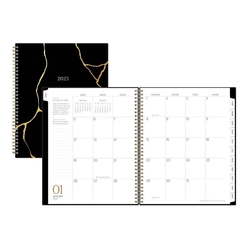 slide 4 of 13, Marie Kondo for Blue Sky 2025 Weekly/Monthly Planner 11.14"x9.25" Wirebound Kintsugi Charcoal: Adult Stationery, Tabs, 1 ct