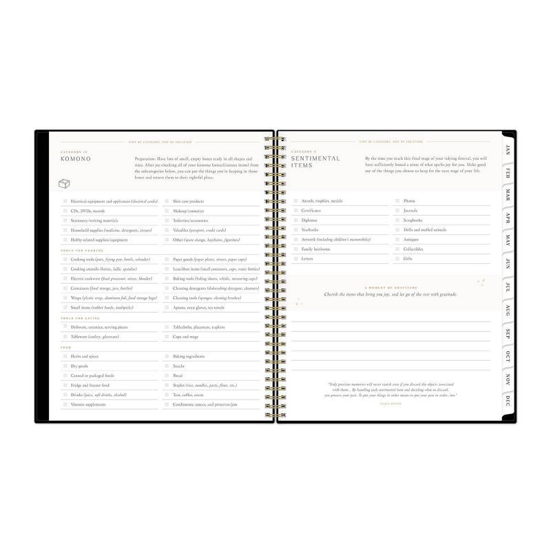 slide 10 of 13, Marie Kondo for Blue Sky 2025 Weekly/Monthly Planner 11.14"x9.25" Wirebound Kintsugi Charcoal: Adult Stationery, Tabs, 1 ct