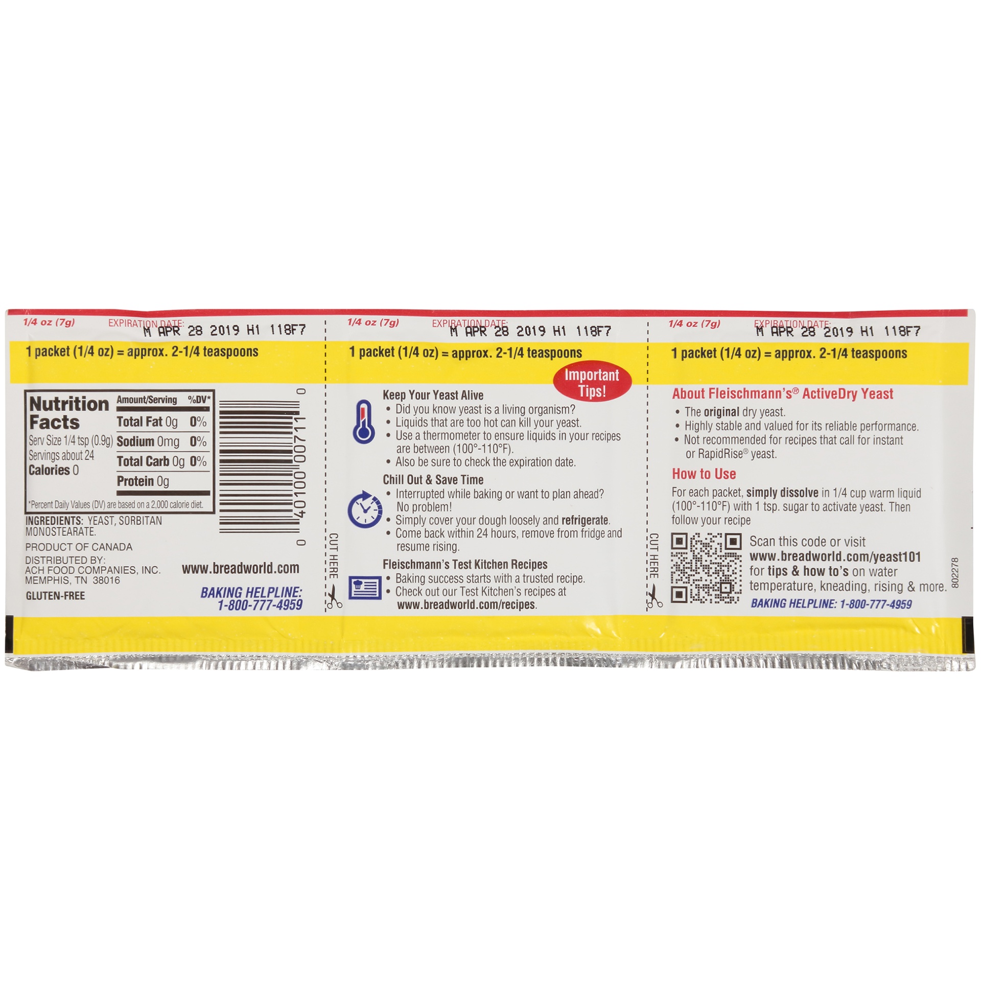 slide 5 of 6, Fleischmann's ActiveDry Original Yeast, 3 ct; 0.25 oz