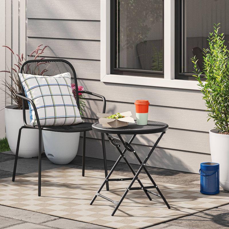slide 2 of 5, 18" Metal Mesh Patio Accent Table Black - Room Essentials™, 1 ct