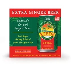 Reed's Extra Non-Alcoholic America's Original Ginger Beer 4 - 12 fl oz Cans