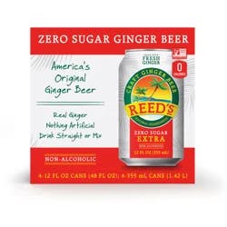 Reed's Zero Sugar Extra Non-Alcoholic America's Original Ginger Beer 4 - 12 fl oz Cans