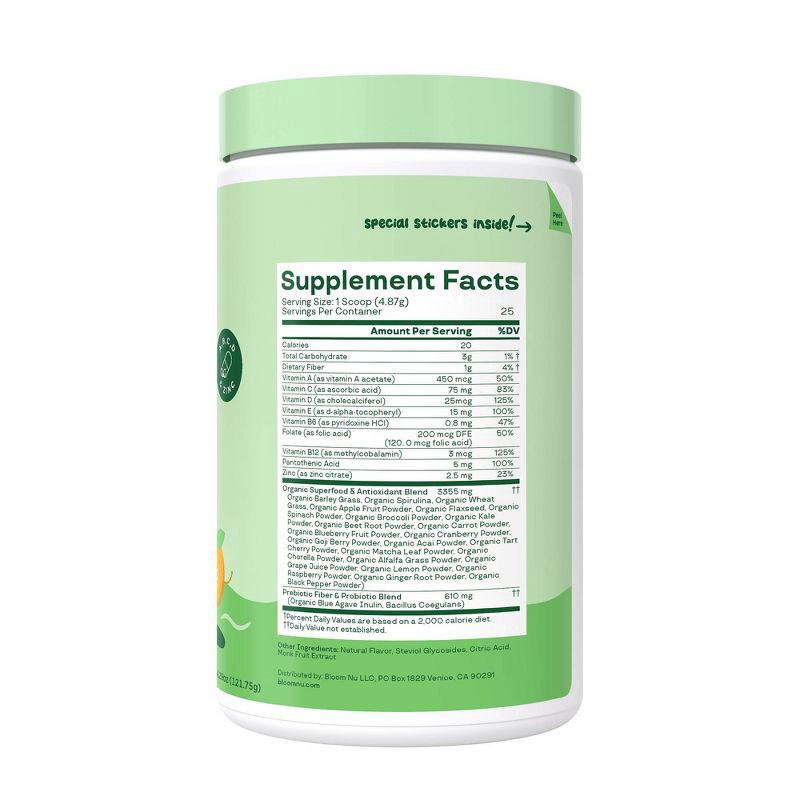 slide 2 of 5, BLOOM NUTRITION Kids' - Greens and Superfoods Powder - Tropical Punch - 25ct, 25 ct