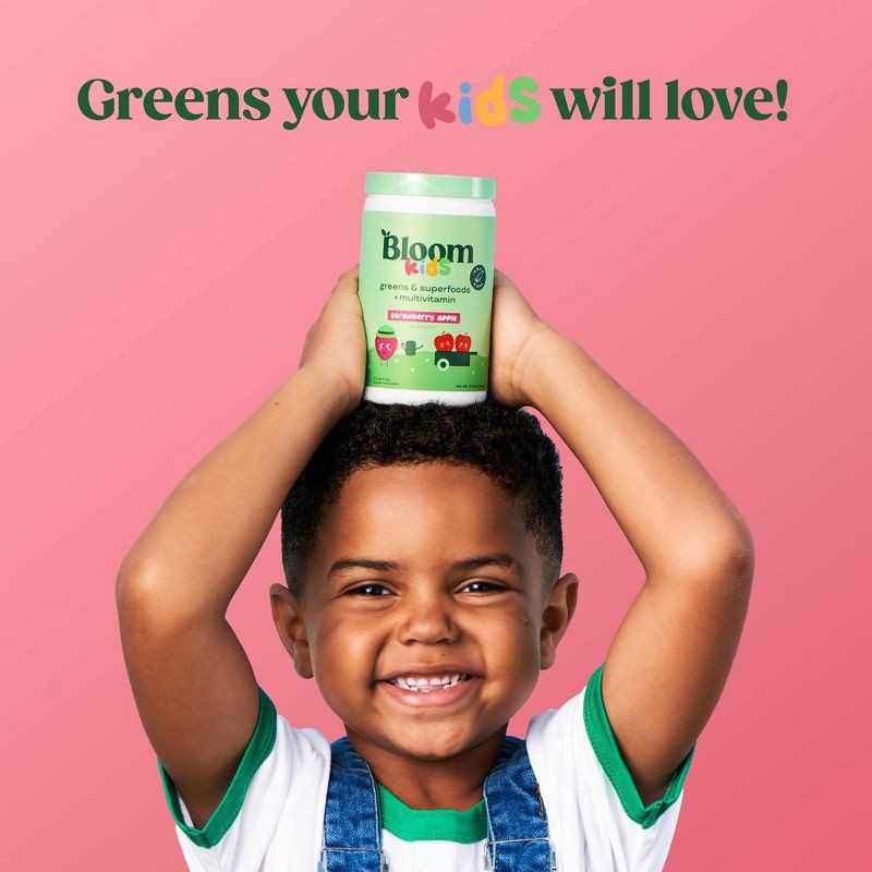 slide 4 of 5, BLOOM NUTRITION Kids' - Greens and Superfoods Powder - Strawberry Apple - 25ct, 25 ct