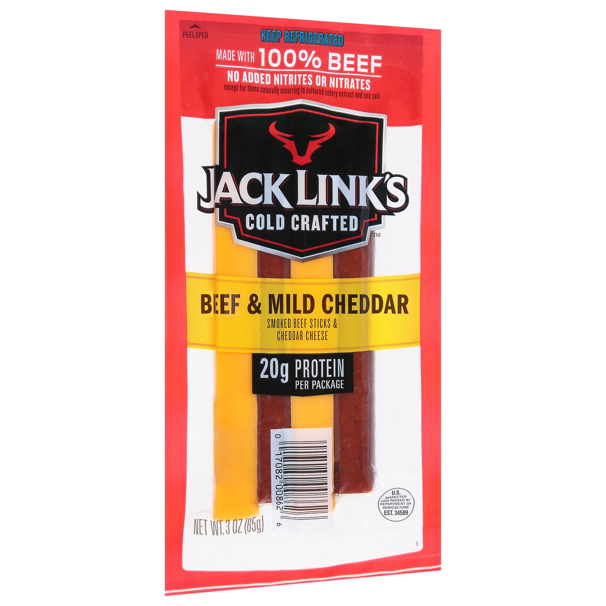 slide 2 of 9, Jack Link's 3Oz Jack Link's Original Beef And Cheddar Cheese Sticks 1/1 Count, 3 oz