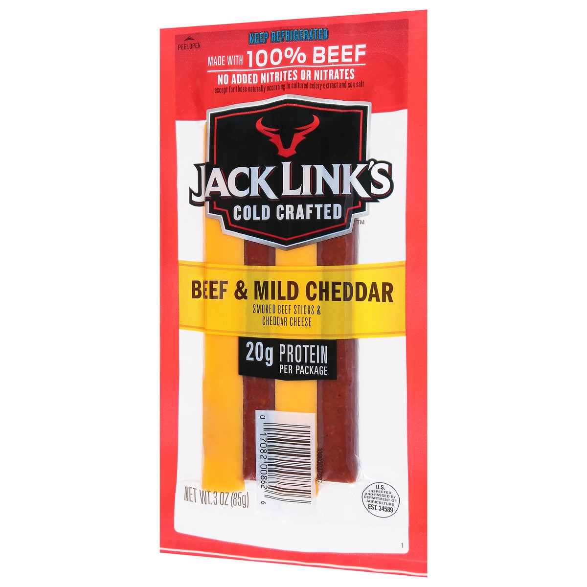 slide 3 of 9, Jack Link's 3Oz Jack Link's Original Beef And Cheddar Cheese Sticks 1/1 Count, 3 oz