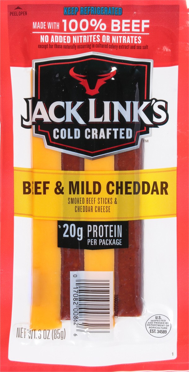 slide 6 of 9, Jack Link's 3Oz Jack Link's Original Beef And Cheddar Cheese Sticks 1/1 Count, 3 oz