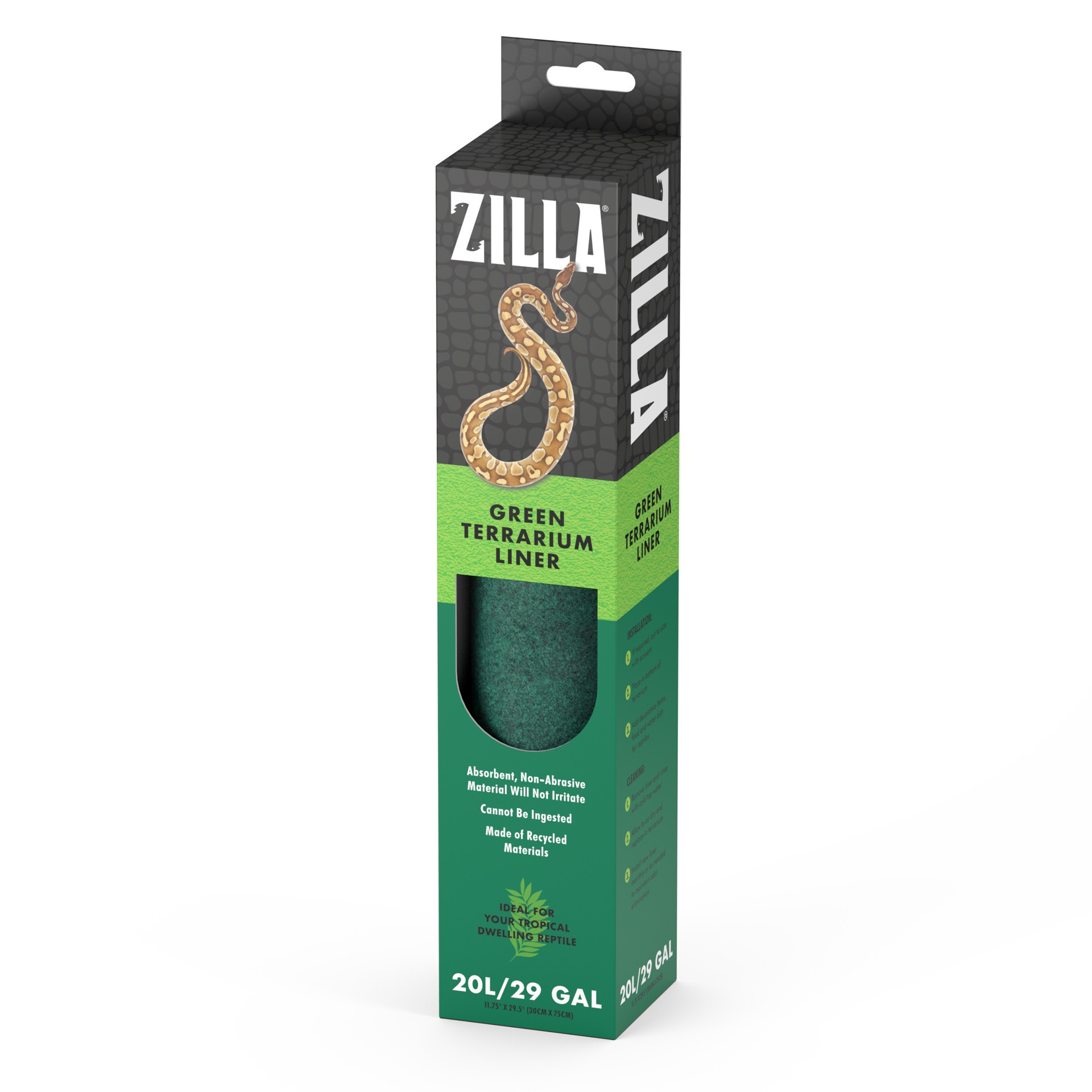 slide 1 of 10, Zilla Reptile Terrarium Liners Green 20L/29/37 Gallon, 1 ct