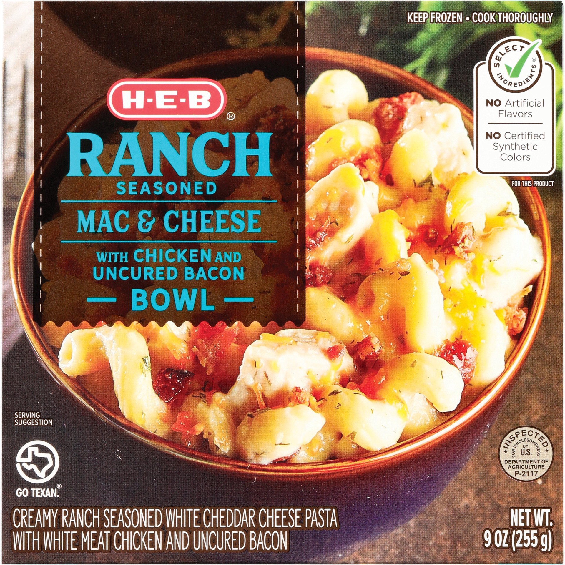 slide 1 of 1, H-E-B Chicken Bacon Ranch Mac & Cheese Bowl Frozen Meal, 9 oz