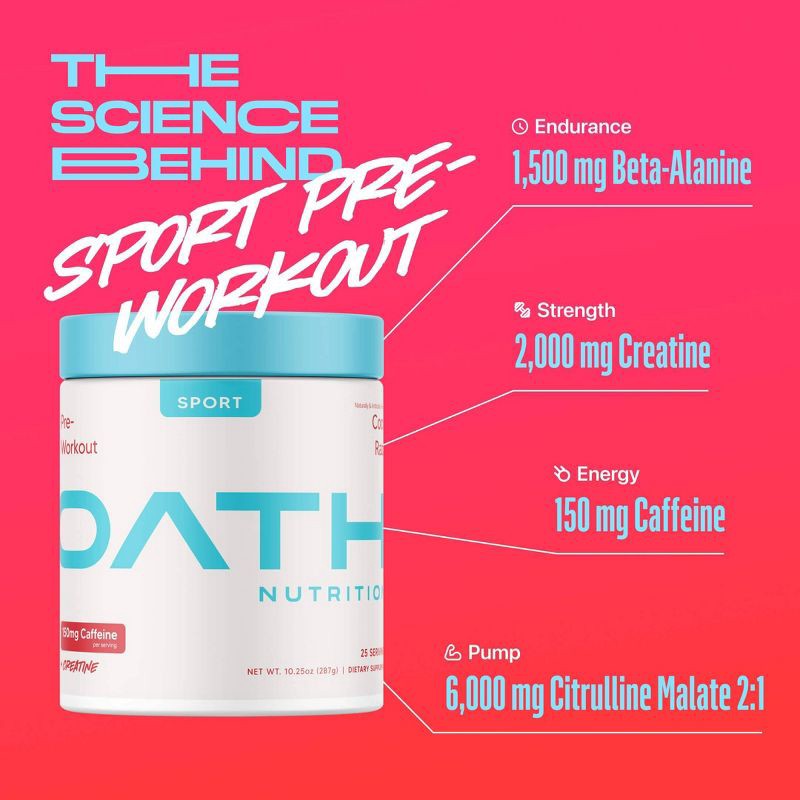 slide 4 of 5, Oath Nutrition Pre-Workout Sports Nutrition Supplement Powder - Coco Razz 25 serving: Energy, Muscle Growth, Endurance, 25 serving