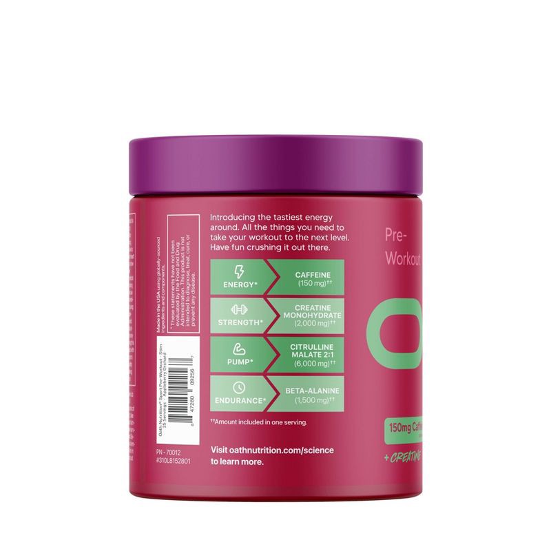 slide 2 of 5, Oath Nutrition Pre-Workout Sports Nutrition Supplement Powder - Appleberry Orchard 25 serving, 25 serving