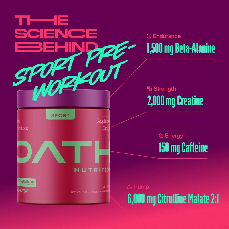 slide 3 of 5, Oath Nutrition Pre-Workout Sports Nutrition Supplement Powder - Appleberry Orchard 25 serving, 25 serving