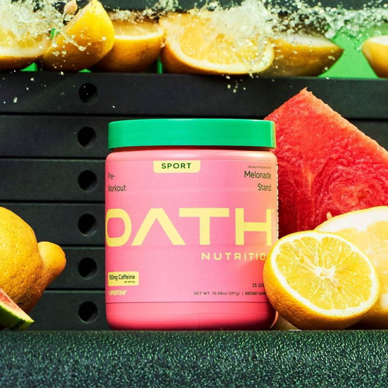 slide 5 of 5, Oath Nutrition Pre-Workout Sports Nutrition Supplement Powder - Melonade Stand 25 serving: Energy, Muscle Growth, Endurance, 25 serving
